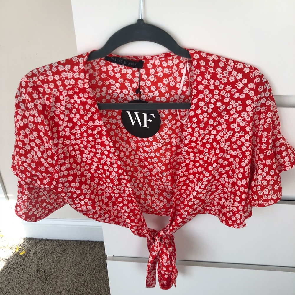 White fox tie shirt